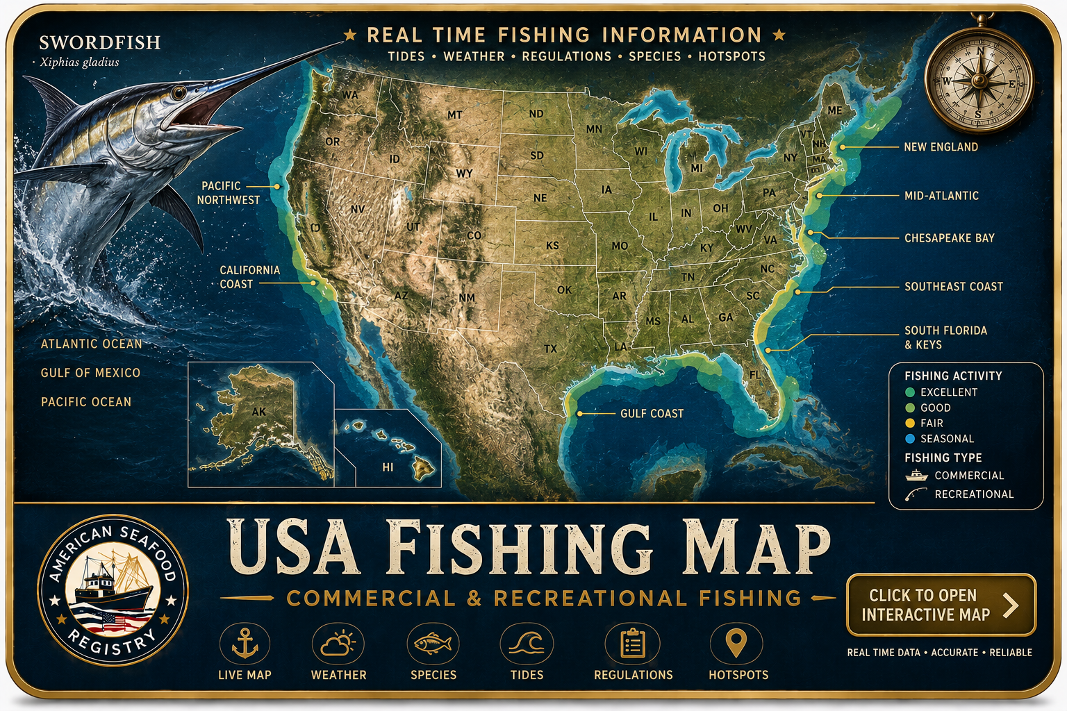 USA Fishing Map