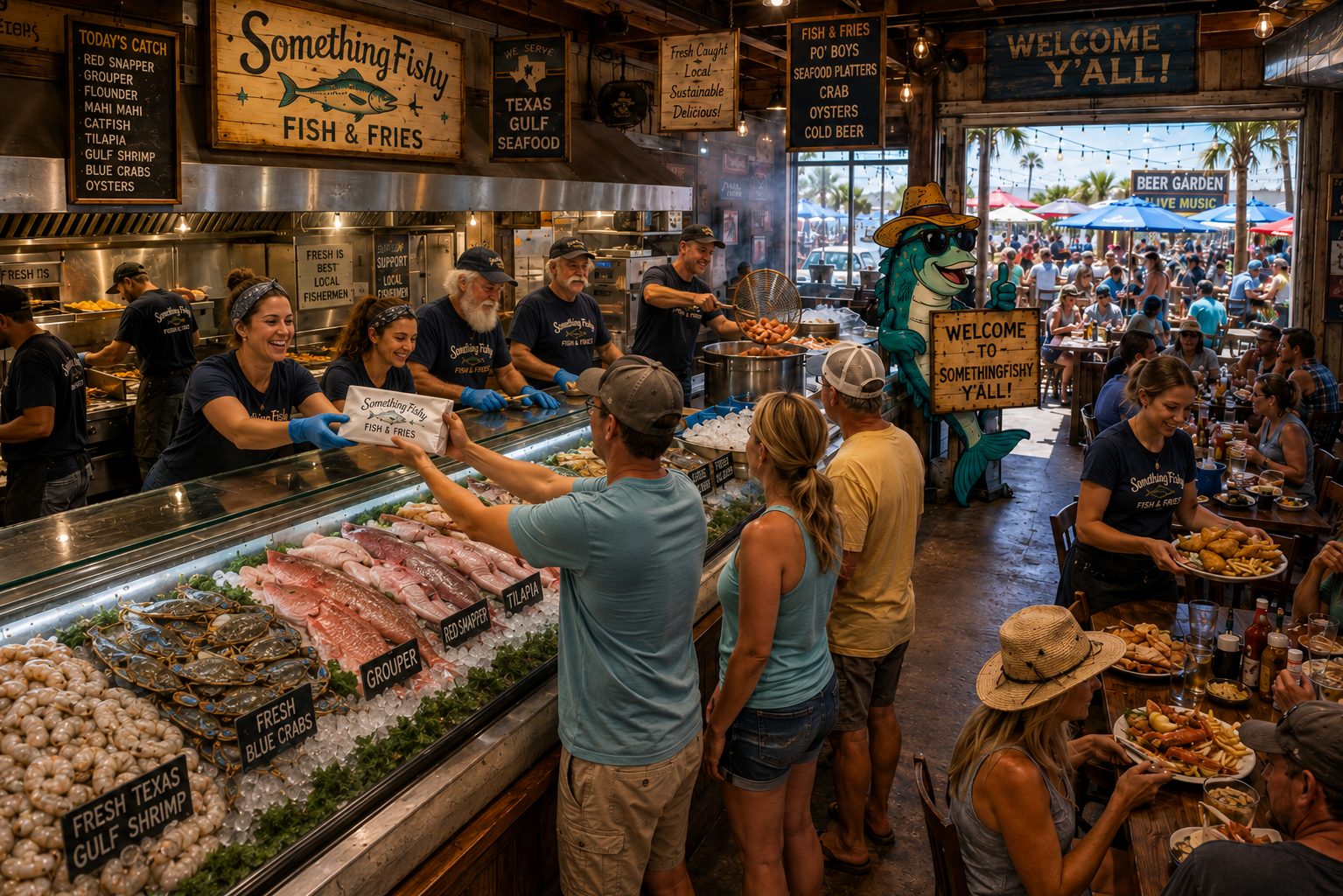 Fresh seafood counter at SomethingFishy Fish and Fries